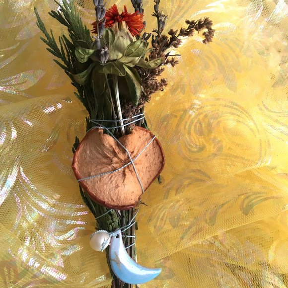 Hand Crafted Other - Apple Full Moon Wand- handmade botanical smudge wand/bouquet decor with lavender